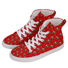 Trump Wrait Pattern Make Christmas Great Again Maga Funny Red Gift With Snowflakes And Trump Face Smiling Women s Hi-top Skate Sneakers by snek