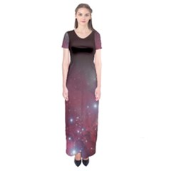 Christmas Tree Cluster Red Stars Nebula Constellation Astronomy Short Sleeve Maxi Dress by genx