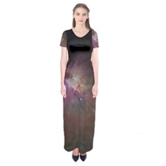 Orion Nebula Star Formation Orange Pink Brown Pastel Constellation Astronomy Short Sleeve Maxi Dress by genx