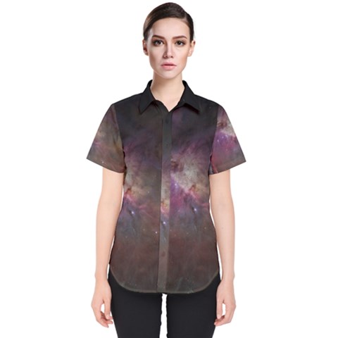 Orion Nebula Star Formation Orange Pink Brown Pastel Constellation Astronomy Women s Short Sleeve Shirt by genx