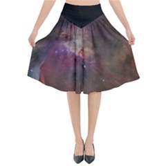 Orion Nebula Star Formation Orange Pink Brown Pastel Constellation Astronomy Flared Midi Skirt by genx