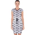 Tape Cassette 80s Retro GenX Pattern black and White Capsleeve Drawstring Dress  View1