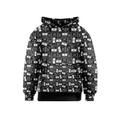 Tape Cassette 80s Retro Genx Pattern Black And White Kids  Pullover Hoodie by genx