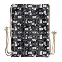 Tape Cassette 80s Retro Genx Pattern Black And White Drawstring Bag (large) by genx