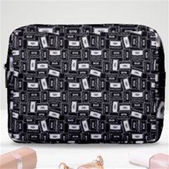 Tape Cassette 80s Retro Genx Pattern Black And White Make Up Pouch (large) by genx