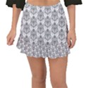 Scarab Pattern Egyptian Mythology Black and White Fishtail Mini Chiffon Skirt View1