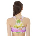 Pretty Pink, White And Yellow Cactus Dahlia Macro Sports Bra with Border View2