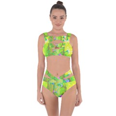 Hot Pink Abstract Rose Of Sharon On Bright Yellow Bandaged Up Bikini Set  by myrubiogarden