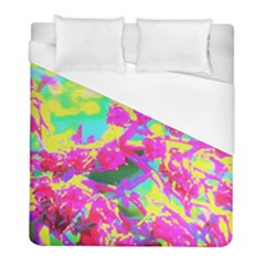 Psychedelic Succulent Sedum Turquoise And Yellow Duvet Cover (full/ Double Size) by myrubiogarden