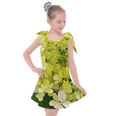 Elegant Chartreuse Green Limelight Hydrangea Macro Kids  Tie Up Tunic Dress by myrubiogarden