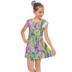 Abstract Oriental Lilies In My Rubio Garden Kids Cap Sleeve Dress by myrubiogarden