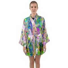 Abstract Oriental Lilies In My Rubio Garden Long Sleeve Kimono Robe by myrubiogarden