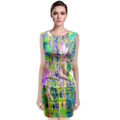 Abstract Oriental Lilies In My Rubio Garden Classic Sleeveless Midi Dress by myrubiogarden