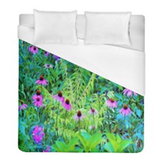 Purple Coneflower Garden With Tiger Eye Tree Duvet Cover (full/ Double Size) by myrubiogarden