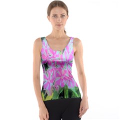 Hot Pink And White Peppermint Twist Garden Phlox Tank Top by myrubiogarden