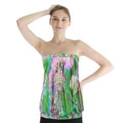 Invincibelle Spirit Hot Pink Hydrangeas On Aqua Green Strapless Top by myrubiogarden