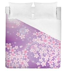 Japanese Sakura Background Duvet Cover (queen Size) by Wegoenart