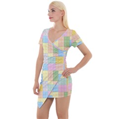 Lego Background Short Sleeve Asymmetric Mini Dress by Wegoenart