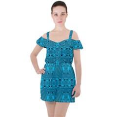 Technology Board Trace Digital Ruffle Cut Out Chiffon Playsuit by Wegoenart