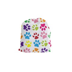 Paw Print Paw Prints Background Drawstring Pouch (small) by Wegoenart