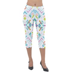 Graphic Design Geometry Shape Pattern Geometric Lightweight Velour Capri Leggings  by Wegoenart