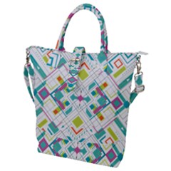 Graphic Design Geometry Shape Pattern Geometric Buckle Top Tote Bag by Wegoenart