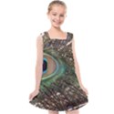 Peacock Tail Feathers Kids  Cross Back Dress View1