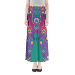 Peacock Bird Animal Feathers Full Length Maxi Skirt by Wegoenart