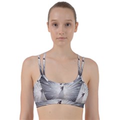 Peacock White Bird Nature Line Them Up Sports Bra by Wegoenart