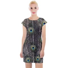 Background Peacock Feathers Cap Sleeve Bodycon Dress by Wegoenart