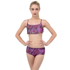 Peacock Feathers Color Plumage Layered Top Bikini Set by Wegoenart