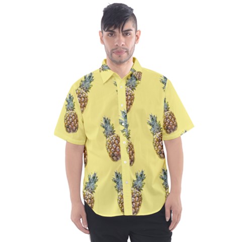 Pineapples Fruit Pattern Texture Men s Short Sleeve Shirt by Simbadda