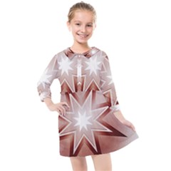 Star Christmas Festival Decoration Kids  Quarter Sleeve Shirt Dress by Simbadda