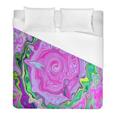 Groovy Pink, Blue And Green Abstract Liquid Art Duvet Cover (full/ Double Size) by myrubiogarden