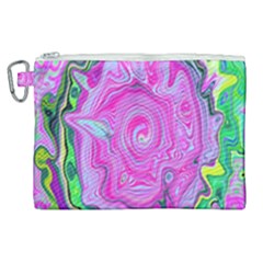 Groovy Pink, Blue And Green Abstract Liquid Art Canvas Cosmetic Bag (xl) by myrubiogarden