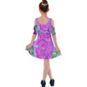 Groovy Pink, Blue And Green Abstract Liquid Art Kids  Shoulder Cutout Chiffon Dress View2