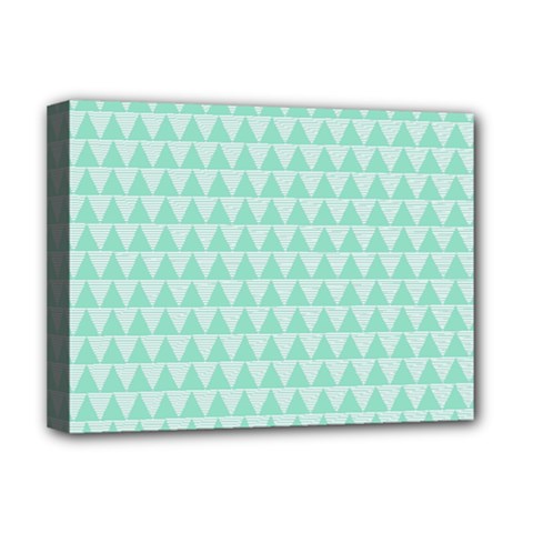 Mint Triangle Shape Pattern Deluxe Canvas 16  X 12  (stretched)  by picsaspassion