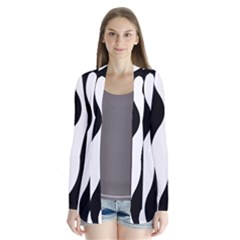 Zebra Horse Pattern Black And White Drape Collar Cardigan by picsaspassion