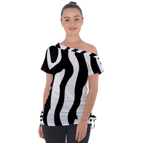 Zebra Horse Pattern Black And White Tie-up Tee by picsaspassion