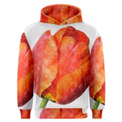 Red Tulip, Watercolor Art Men s Overhead Hoodie by picsaspassion