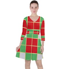 Christmas Fabric Textile Red Green Ruffle Dress by Wegoenart