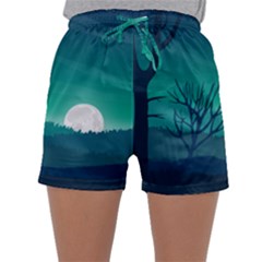 Landscape Wallpaper Background Sleepwear Shorts by Wegoenart