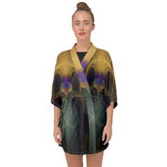 Fractal Colorful Pattern Design Half Sleeve Chiffon Kimono by Wegoenart