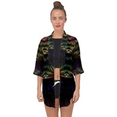 Fractal Colorful Pattern Fantasy Open Front Chiffon Kimono by Wegoenart