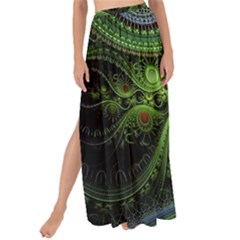 Fractal Green Gears Fantasy Maxi Chiffon Tie-up Sarong by Wegoenart