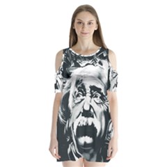 Albert Einstein Street Art Shoulder Cutout Velvet One Piece by Wegoenart