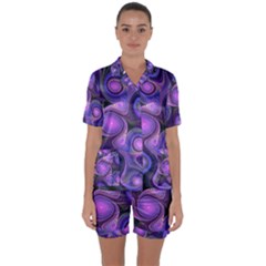 Abstract Pattern Fractal Wallpaper Satin Short Sleeve Pyjamas Set by Wegoenart