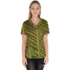 Palm Fronds Palm Palm Leaf Plant Women s V-neck Scrub Top by Wegoenart