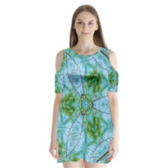 Forest Kaleidoscope Pattern Shoulder Cutout Velvet One Piece by Wegoenart