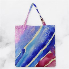 Painting Abstract Blue Pink Spots Grocery Tote Bag by Wegoenart